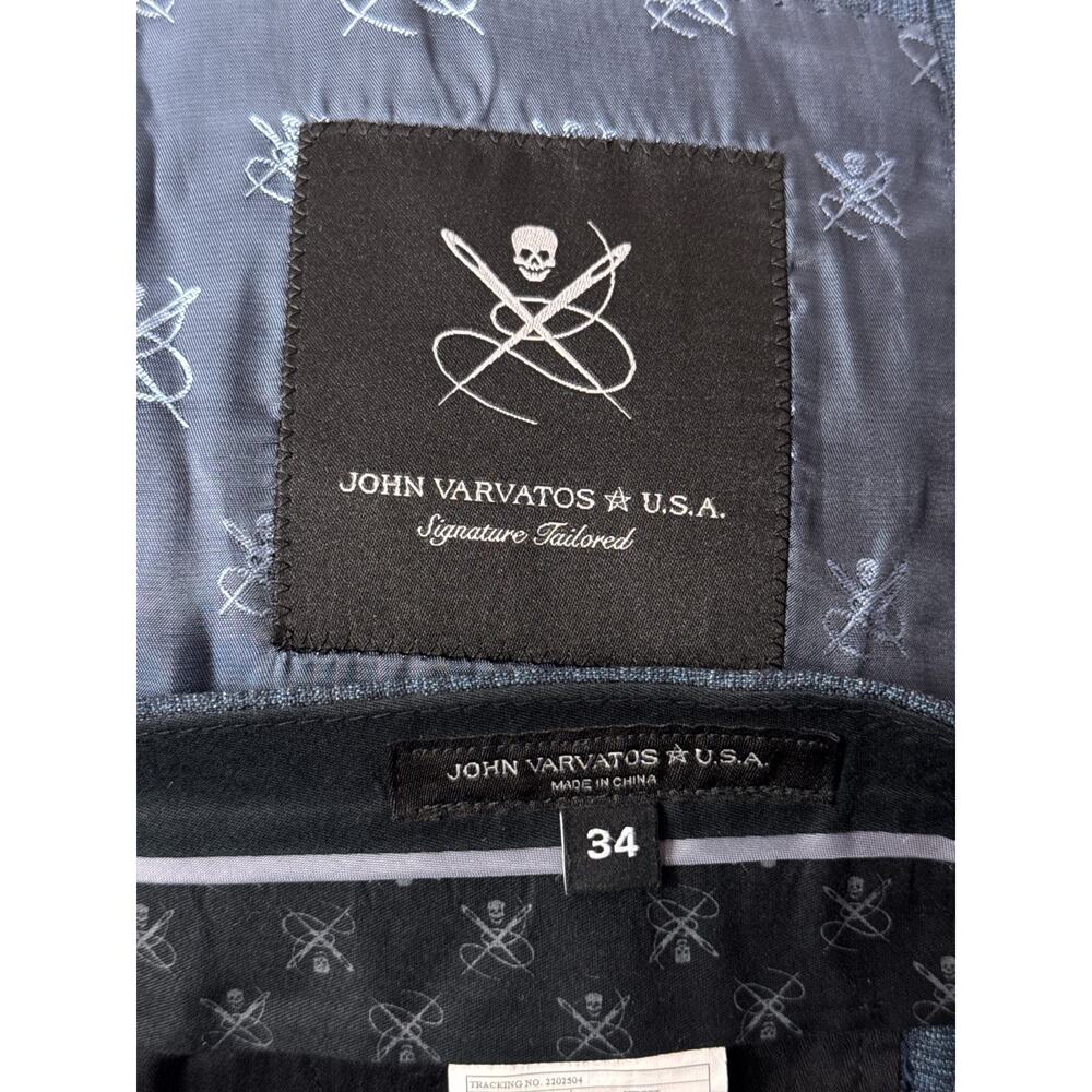 John Varvatos Signature Tailored Suit 42 R Mens Bleeker Blue Italian Wool - Picture 13 of 15